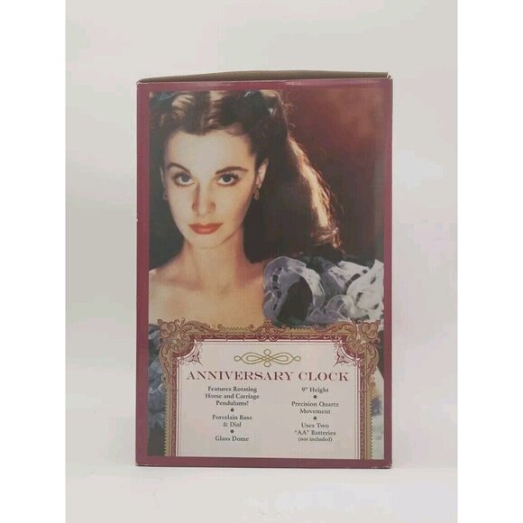 Gone With The Wind Anniversary Clock w/Horse & Carriage Pendulums 9 Inch NIB - Picture 3 of 7
